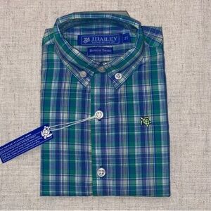 J. Bailey Kids Plaid Button Down Shirt - Blue and Green
